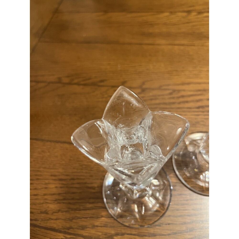 Gorham Viscount Lead Crystal Tulip Crystallites Candlestick Pair Set 5 3/4" - Picture 6 of 7